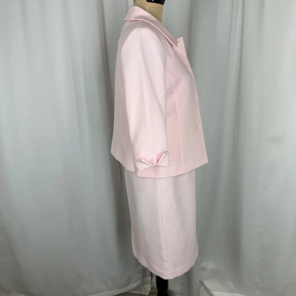 Jessica Howard Petite Pink 2 Piece Dress Jacket Set Size 6P Career Church READ